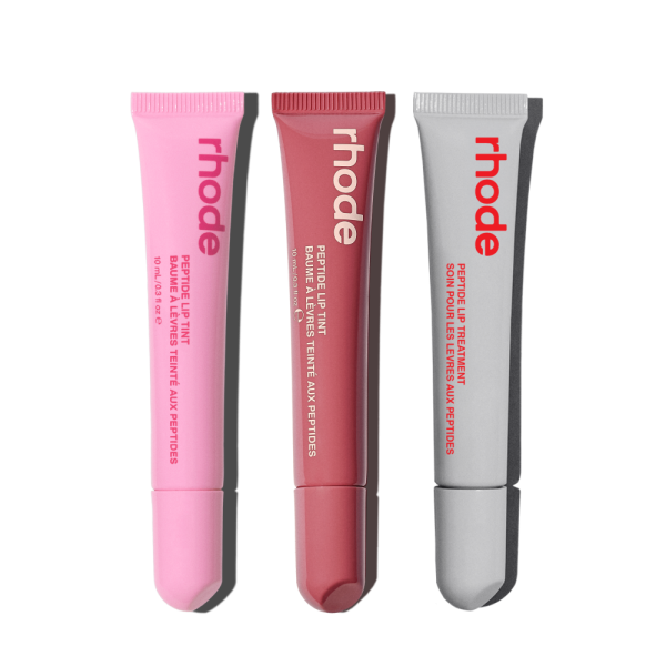 the peptide lip trio strawberry glaze, jelly bean, salty tan
